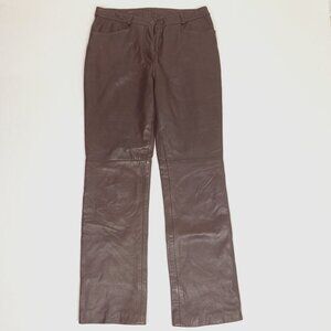 Vintage Michael Hoban North Beach Chocolate Brown Fully Lined Leather Pants Size